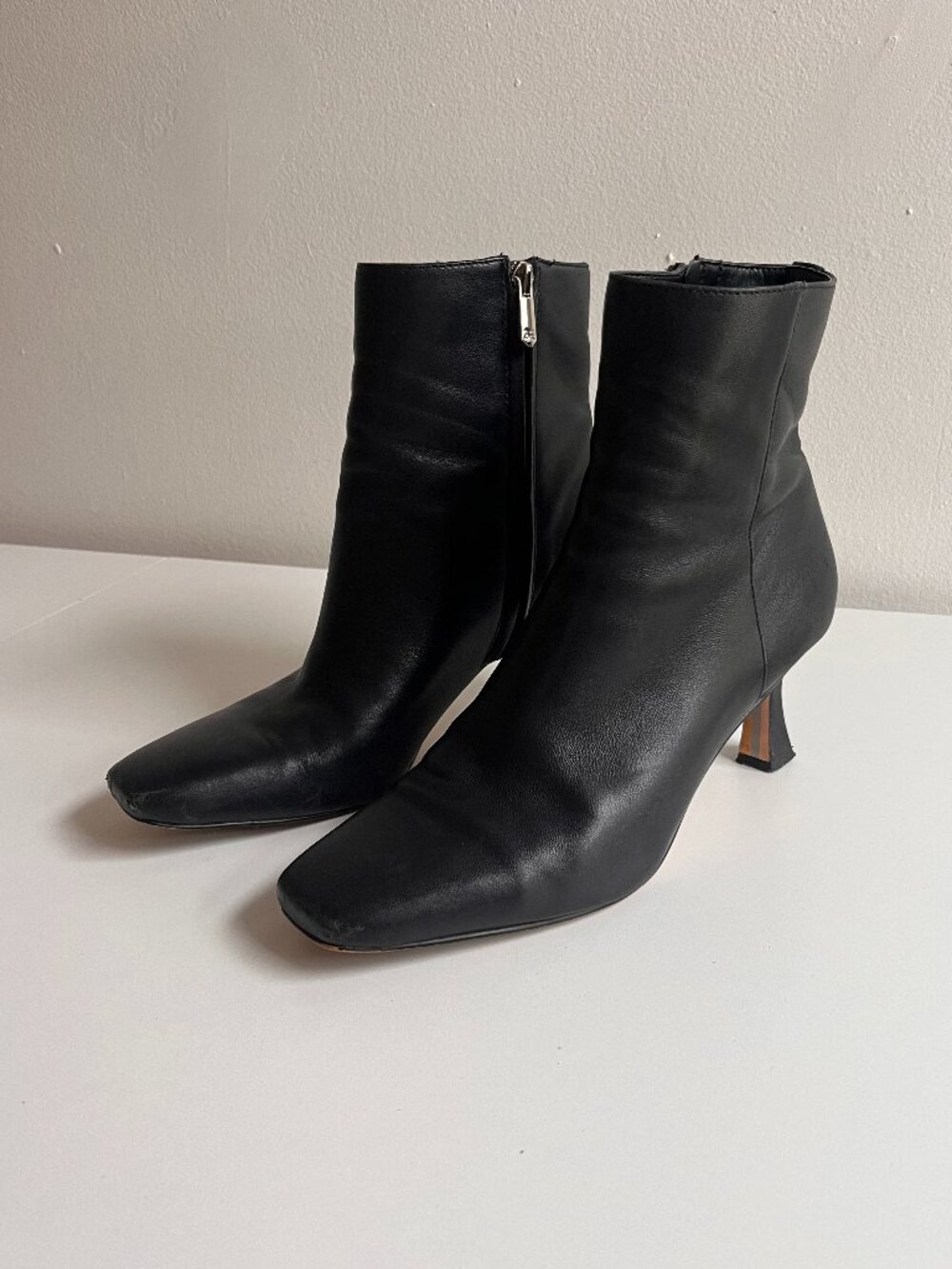 Sam Edelman Black Heeled Boots with Square Toe
